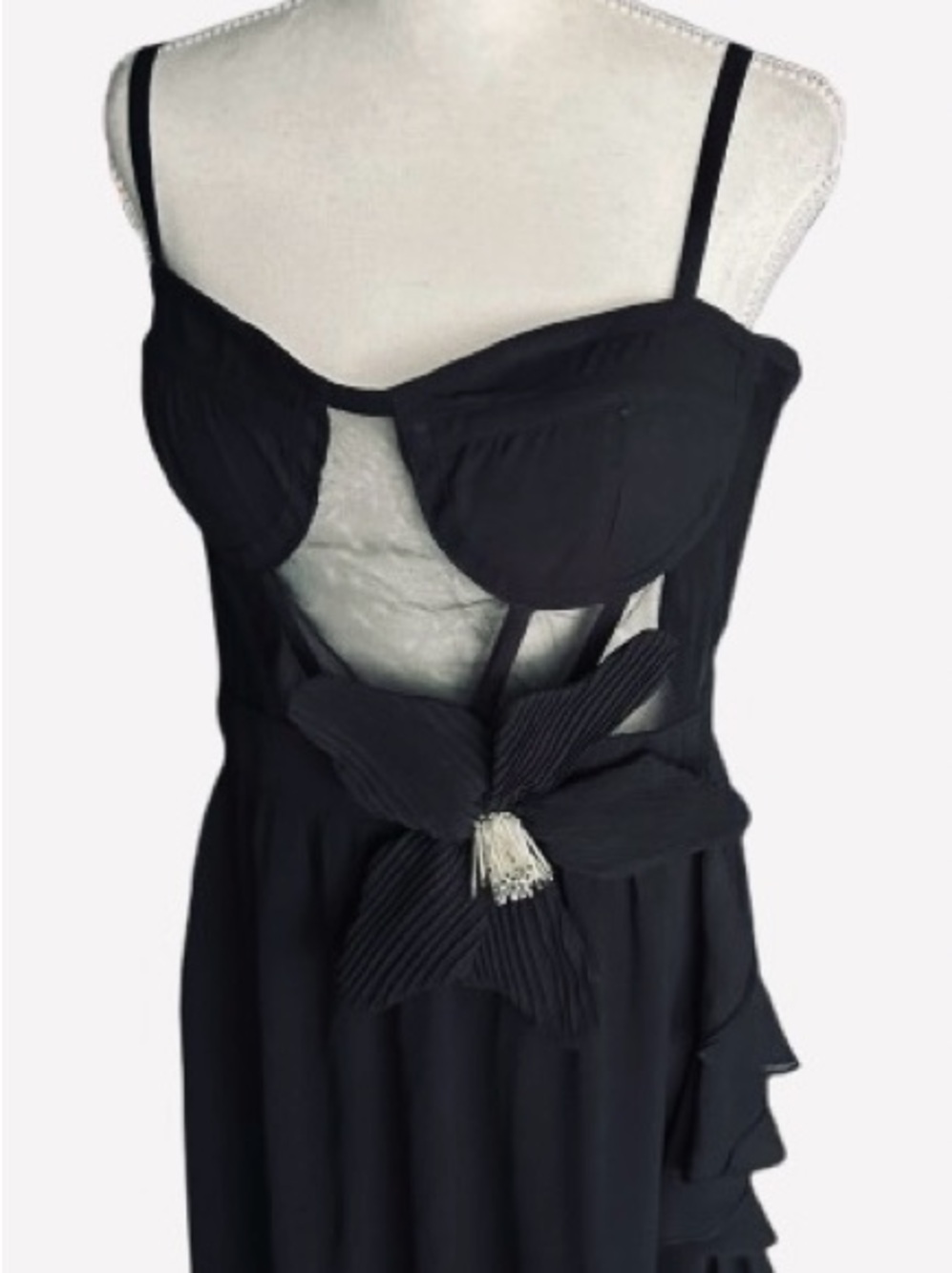 Incredible!!! Sheer Corset PatBo Gown Dress Formal Corset Illusion Floral Large - Picture 6 of 16